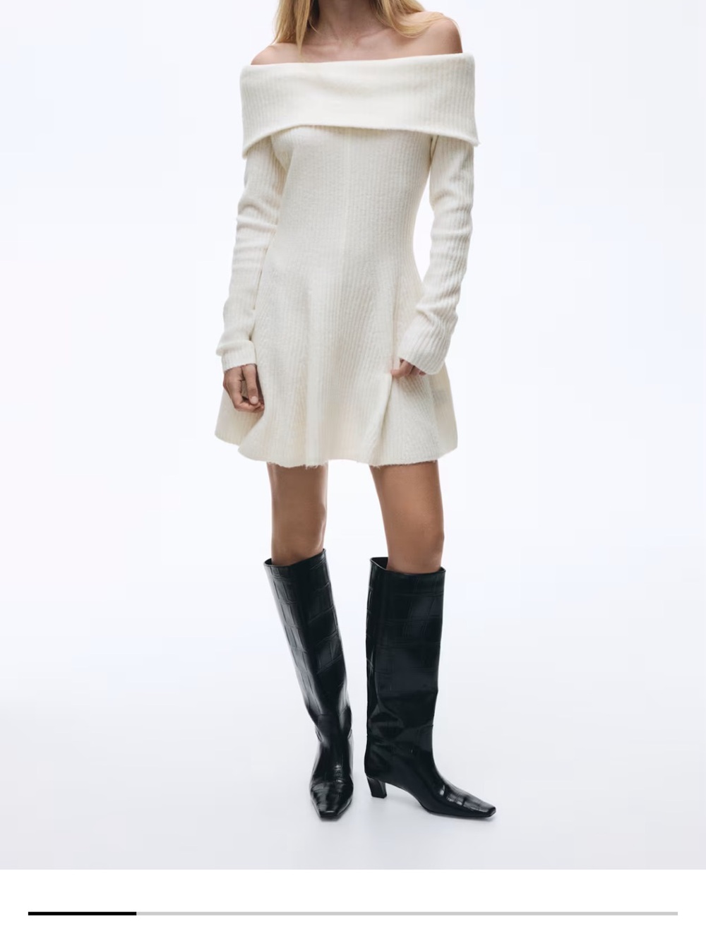 H&M Rib Knit Off-Shoulder Dress